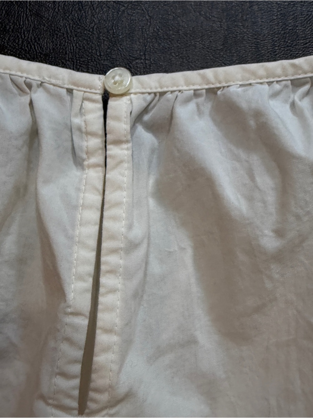 LOFT White Poplin Blouse with Navy Embroidered Sleeves Sz XS - Picture 6 of 8